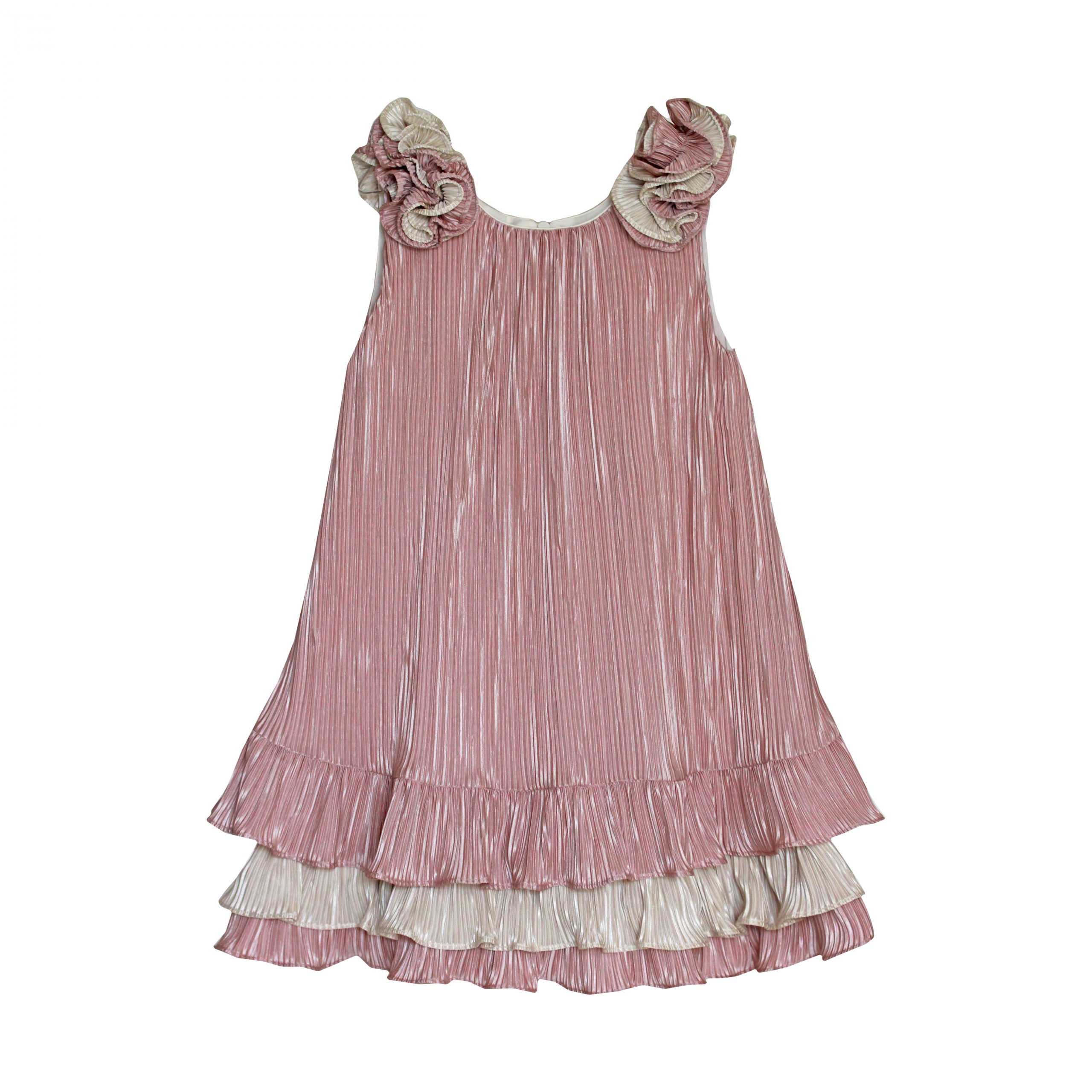 Vestido de tela plisada palo de rosa – Nina Carols